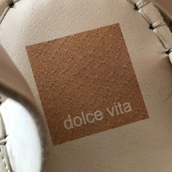Dolce Vita Womens 10 Cream Leather Espadrille Wedge Sandals Summer 4.5” Heel - Picture 3 of 9